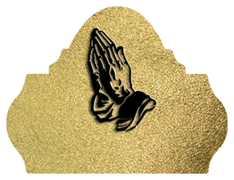 DARAY L 516 BK SH GD Black Praying Hands Shimmer Gold Background